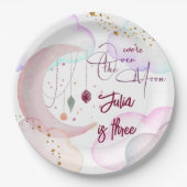 月の上で太った子供の誕生日 ペーパープレート (正面)