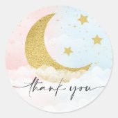 月の上で性別を明らかにする好意ステッカー ラウンドシール (正面)