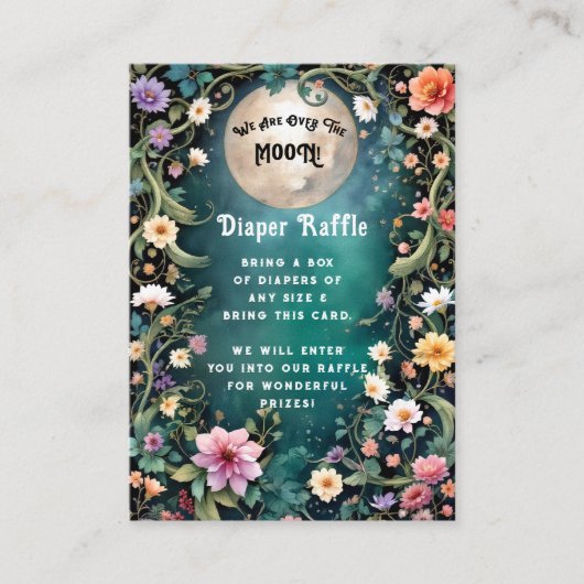 月の上で月明かりの夜ピンクの花の赤ちゃん女の子 エンクロージャーカード (正面)