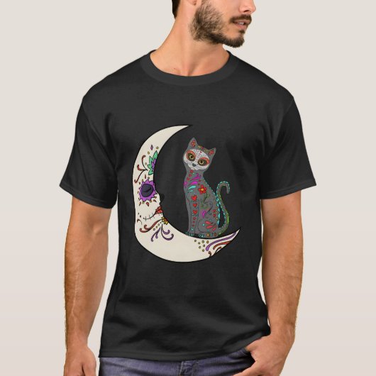 月の上で死んだ猫の日メキシコの猫砂糖を愛する Tシャツ (正面)