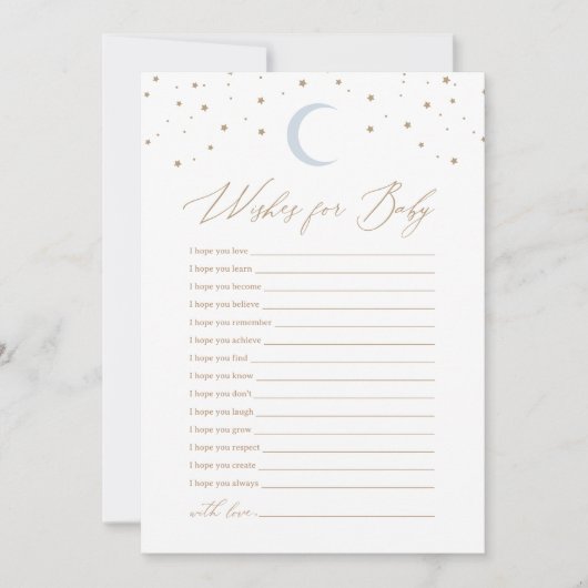 月の上で男の子の赤ん坊のシャワーがベビーを願う 招待状 (正面)