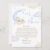 月の上で男の子は赤ん坊のシャワーを負担 サンキューカード (正面)