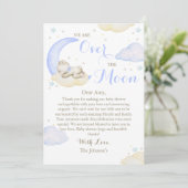 月の上で男の子は赤ん坊のシャワーを負担 サンキューカード (スタンド正面)