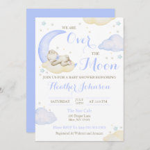 月の上で男の子は赤ん坊のシャワーを負担