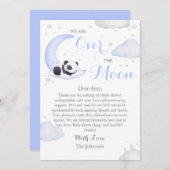 月の上で男の子パンダのベビーシャワー サンキューカード (正面/裏面)