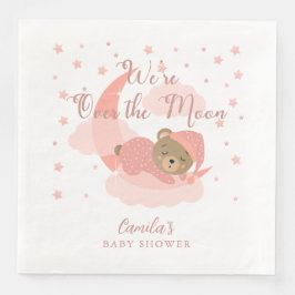 月の上で眠っているクマの女の子の赤ちゃんシャワー