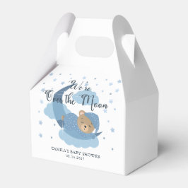 月の上で眠っているクマの女の子の赤ちゃんシャワー フェイバーボックス
