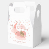 月の上で眠っているクマの女の子の赤ちゃんシャワー フェイバーボックス (オープン)