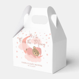 月の上で眠っているクマの女の子の赤ちゃんシャワー フェイバーボックス