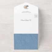 月の上で眠っているテディベア青い赤ちゃんシャワー オールインワン招待状 (外側)