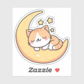 月の上で眠っている猫 シール (シート)