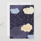 月の上で眠っている象の男の子のシャワー 招待状 (裏面)