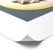 月の上で眠るアライグマ!かわいい動物の子ども ポスター (角)