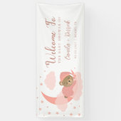 月の上で眠る熊のベビー歓迎のサイン 横断幕 (縦)