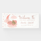 月の上で眠る熊のベビー歓迎のサイン 横断幕 (横)