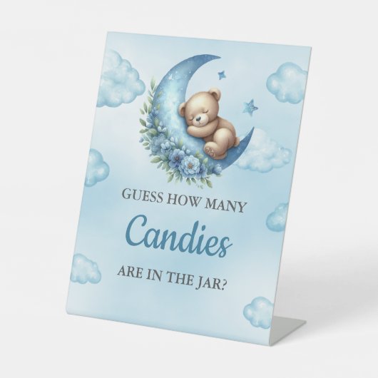 月の上で行われるキャンディゲームのテディベア 台座サイン (正面)