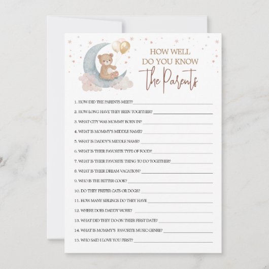 月の上で親カードをどれだけ知っているか 招待状 (正面)