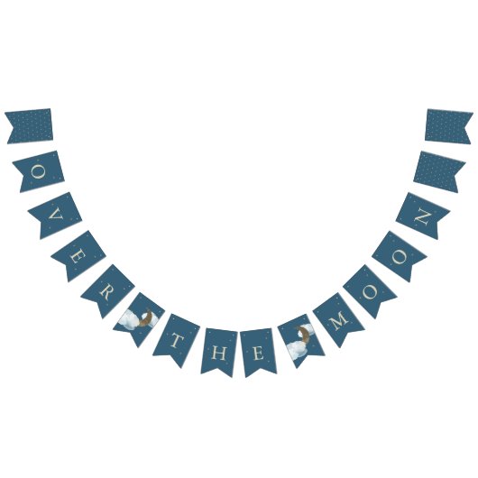 月の上で赤ちゃんシャワー海軍の青いバンティングフラグ バンティングフラッグ (全)