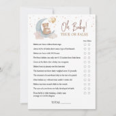 月の上で赤ちゃんシャワー真偽のゲームカード 招待状 (正面)