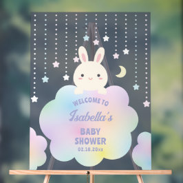 月の上で赤ん男女兼用坊のシャワー歓迎 アクリルサイン