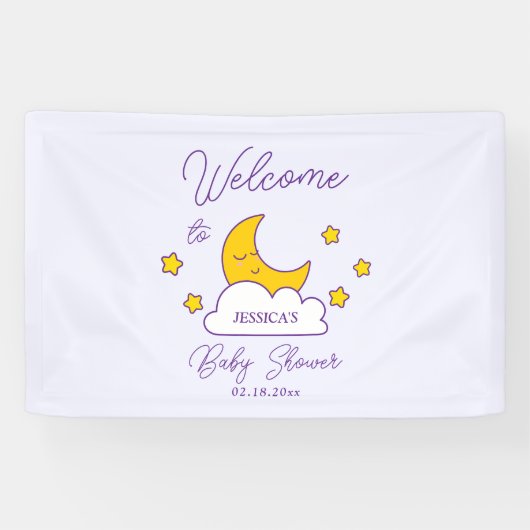 月の上で赤ん男女兼用坊のシャワー歓迎 横断幕 (横)