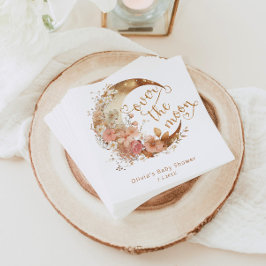 月の上で金ゴールドフローラ月の赤ちゃんシャワー スタンダードカクテルナプキン