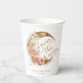 月の上で金ゴールドフローラ月の赤ちゃんシャワー 紙コップ (裏面)