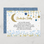 月の上で青い赤ちゃんシャワーの本ベビー ポストカード (正面/裏面)