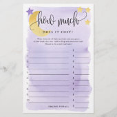 月の上で、どのくらいか – 紫の紙ゲームカード チラシ (正面)