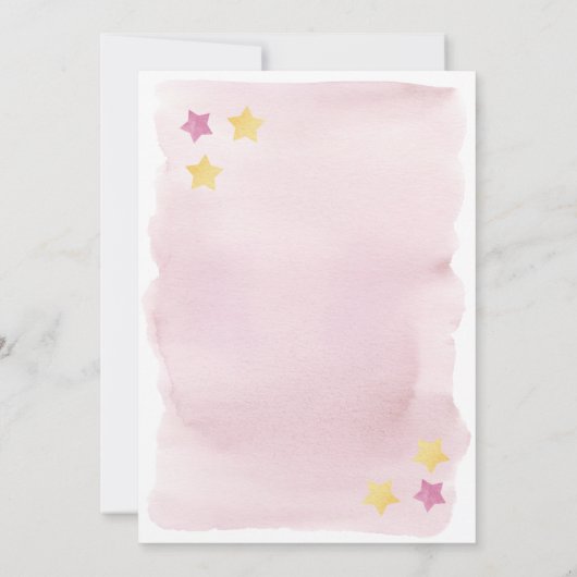 月の上で、ピンクの水色の赤ちゃんシャワー 招待状 (裏面)
