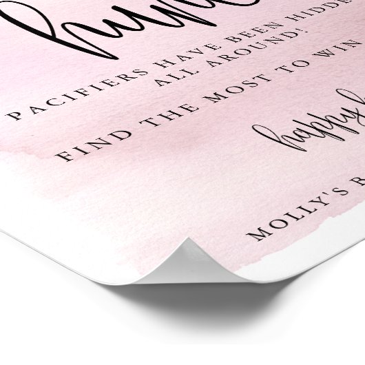 月の上で、ピンクの赤ちゃんシャワーおしゃぶりゲーム狩り ポスター (角)