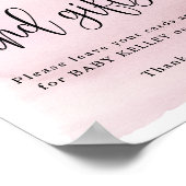 月の上で,ピンクの赤ちゃんシャワーカードとギフト ポスター (角)