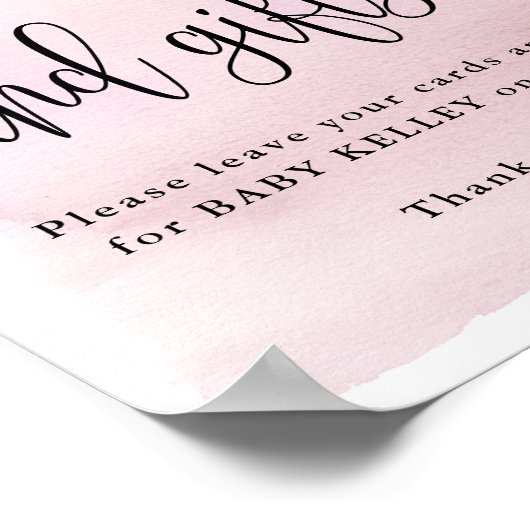 月の上で,ピンクの赤ちゃんシャワーカードとギフト ポスター (角)