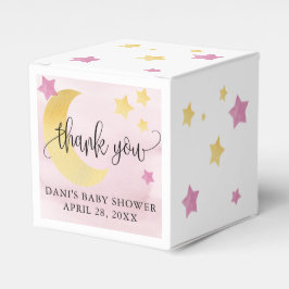 月の上で、ピンクの赤ちゃんシャワー月の星が小さい フェイバーボックス