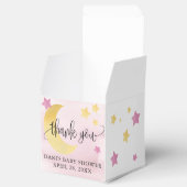 月の上で、ピンクの赤ちゃんシャワー月の星が小さい フェイバーボックス (オープン)