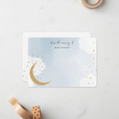 月の上で、子供部屋から、ブルーフラット ノートカード (正面/裏面インサイチュ)