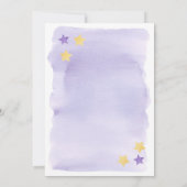 月の上で、紫の水色の赤ちゃんシャワー 招待状 (裏面)