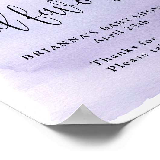 月の上で、紫の赤ちゃんシャワーのお菓子と好意 ポスター (角)