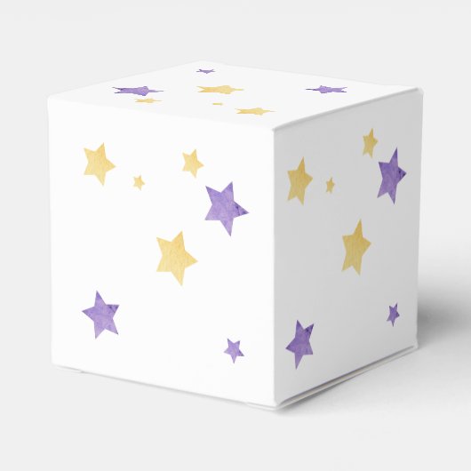 月の上で、紫の赤ちゃんシャワー月の星は小さい フェイバーボックス (裏面サイド)