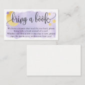 月の上で、紫の赤ちゃんシャワー本のリクエスト エンクロージャーカード (正面/裏面)