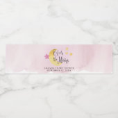 月の上で、青い水色の赤ちゃんシャワー ペットボトルラベル (シングルラベル)