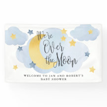 月の上で、青い水色の赤ちゃんシャワー