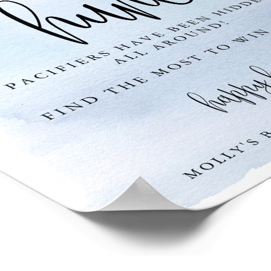 月の上で、青い赤ちゃんシャワーおしゃぶり狩りゲーム ポスター (角)