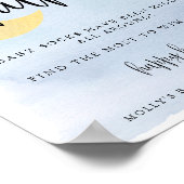 月の上で、青い赤ちゃんシャワー靴下狩りゲーム ポスター (角)