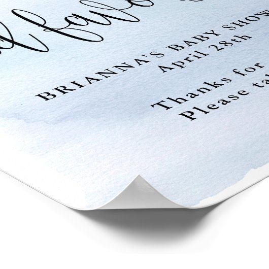 月の上で、青い赤ん坊のシャワーのお菓子と好意 ポスター (角)