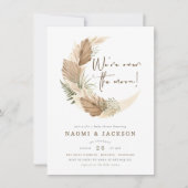 月の上でBoho Pampasカップル赤ちゃんシャワー 招待状 (正面)