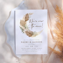 月の上でBoho Pampasカップル赤ちゃんシャワー