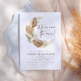 月の上でBoho Pampasカップル赤ちゃんシャワー 招待状