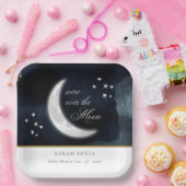 月の上にかわいいネイビー白熱［赤熱］光を放つベイビーシャワー ペーパープレート (パーティー)