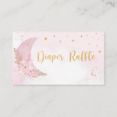 月の上にかわいいピンク赤ちゃんシャワーおむつラッフル エンクロージャーカード (裏面)